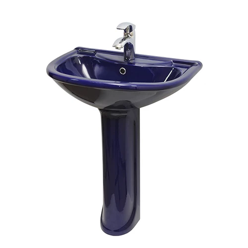 Умывальник Оскольская Керамика Престиж 55 Стандарт синий (с переливом и пьедесталом)