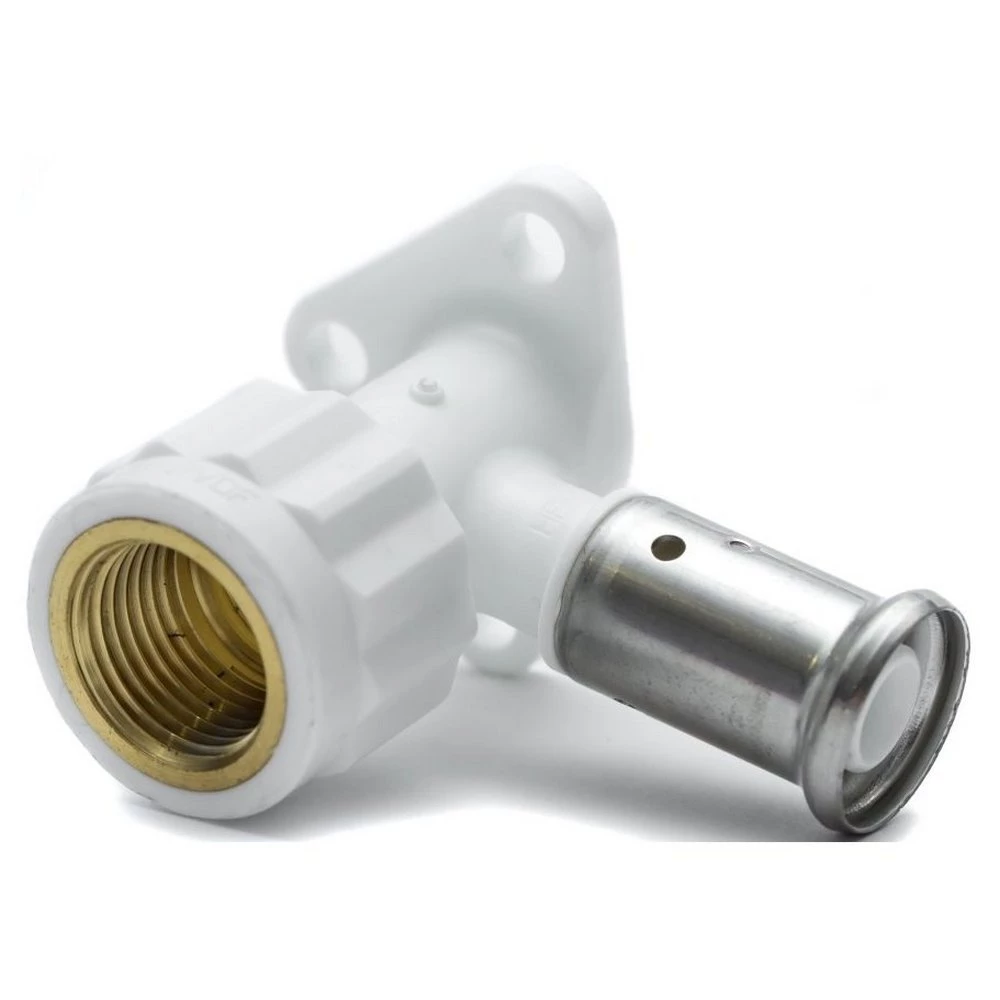 Водорозетка ПВДФ HENCO 2PKW Дн20x3/4″ Ру16 56 мм, внутренняя резьба/пресс, белая